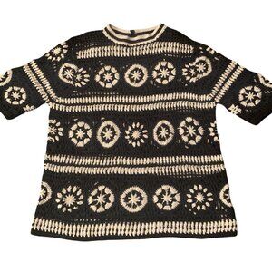 ASOS Granny Square Small Black And White Crochet sweater Y2K Festival Spring